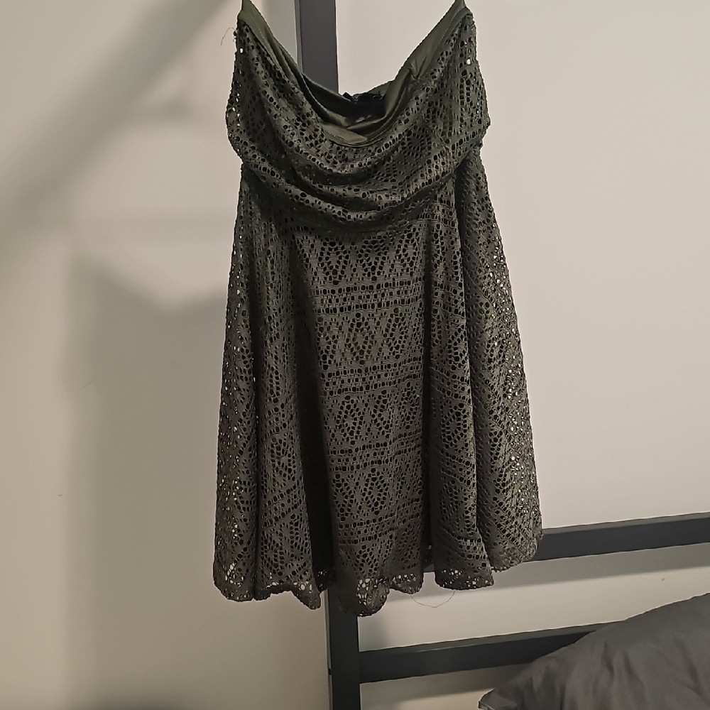 Express Olive Green Lace Detail Dress